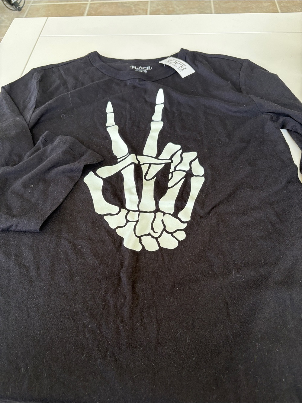 The Children's Place Black Long Sleeve scary tee. Size XL 14 NWT